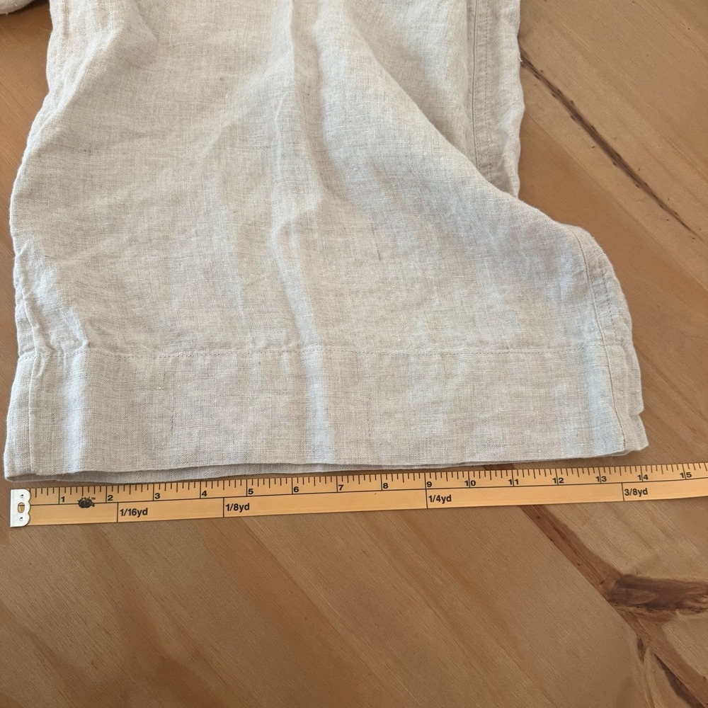 Sundance Womens 100% Linen Pants Size 4 Beige Cropped Wide Leg Pleated Front - Picture 10 of 11